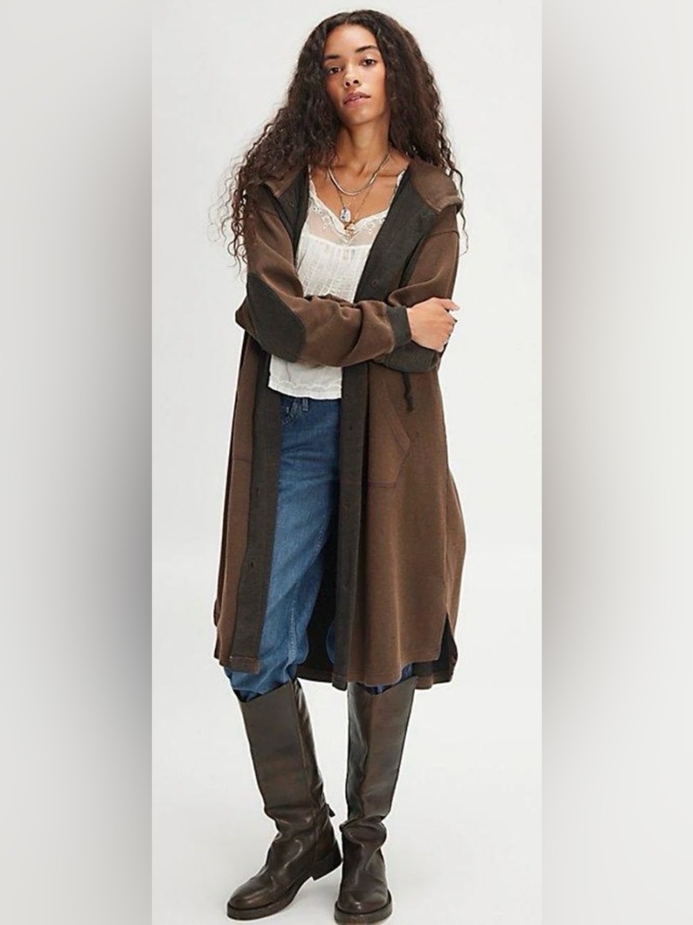 Free People Tomorrows Sweatshirt Long Cardigan - Size Large